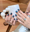 [Blue Enchantress] Autumn and winter elegant sweet and cool style, pure handmade blue cat-eye nail art, flattering and versatile, hand-made wearable nails