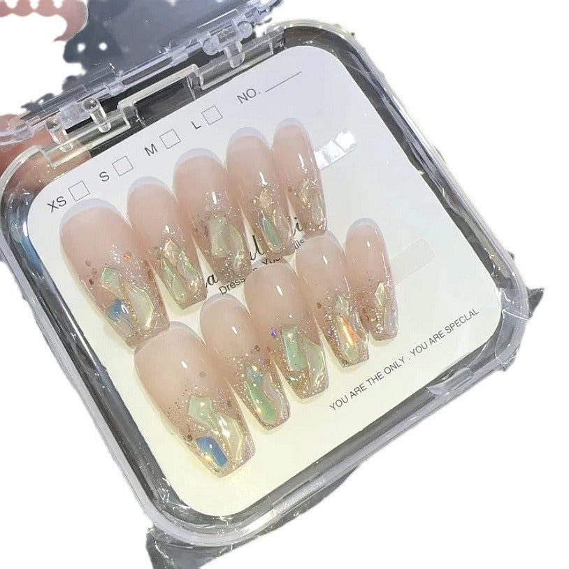 [Glazed Splendor] Purely Handmade Spring/Summer Nude Ice-Transparent Brightening Nails for Brides and Pregnant Women, High-End Wearable Manicure